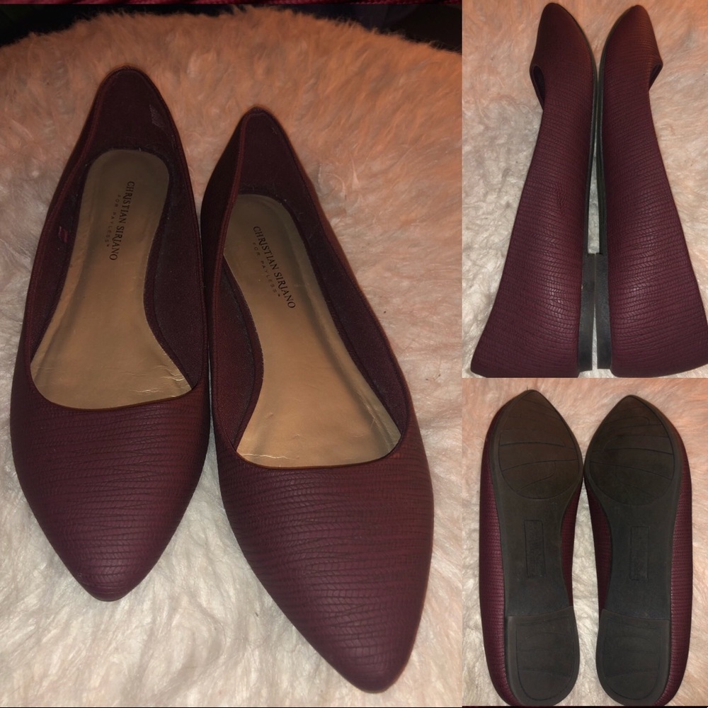 Burgundy Christian Siriano Flats NWOT
